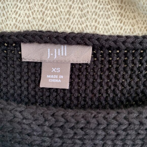 J. Jill Women’s Tunic Sweater Size XS Black Knit Ruffle Dark Academia Feminine - Picture 7 of 10